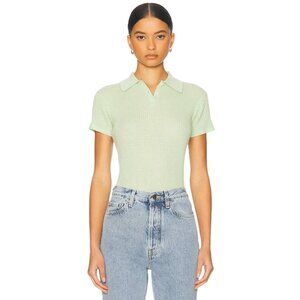 Guest In Residence Shrunken Cashmere Polo in Mint Medium New Womens Knit Sweater